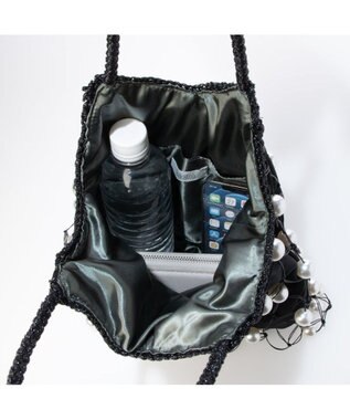 UNBILLION カカトゥ kakatoo / パール風ビーズ編み込メッシュバッグ ブラック