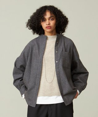 J.PRESS YORK STREET 【WOMEN】バンドカラーブラウス グレー系