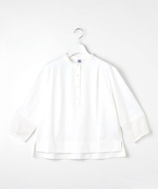 J.PRESS LADIES 【洗える】プレーティングジャージー バンドカラー カットソー ホワイト系