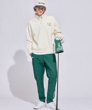 PW CIRCULUS 【MEN】ハーフジップ 裏毛スウェットトップス ゴルフ アイボリー系