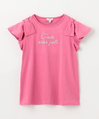 ANY KIDS パール リボン Tシャツ ピンク