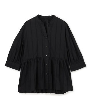 UNFILO ペプラム ギャザーブラウス ブラック