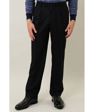 DAKS ウールストレッチフランネルパンツ ネイビー