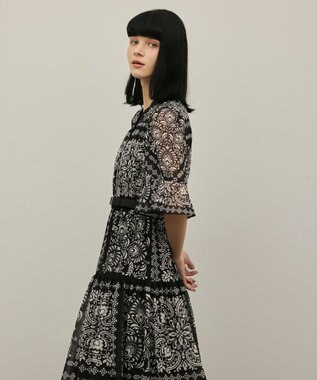 GRACE CONTINENTAL ペイズリーカレイドプリントワンピース ブラック