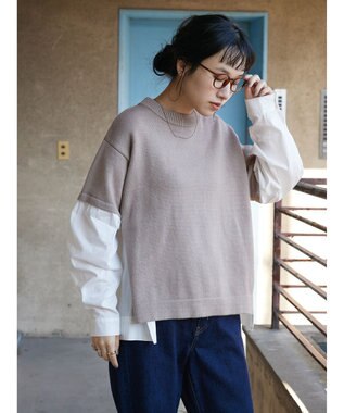 CRAFT STANDARD BOUTIQUE シャツドッキングニットプルオーバー Beige Mixture