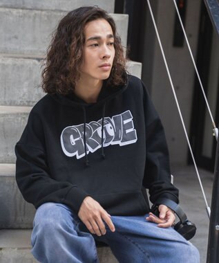 WEGO ヘビーウエイトグラフィティプルパーカー ブラック