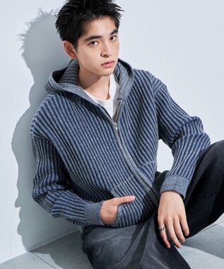 WEGO ヴィンテージライクZIPパーカー ブルー