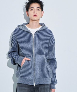 WEGO ヴィンテージライクZIPパーカー ブルー