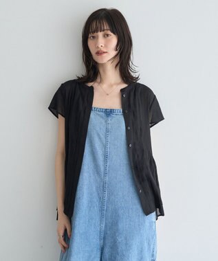YECCA VECCA ペプラムシアーブラウス Black