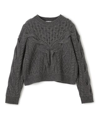 BEIGE， RULE / ウールカシミヤアラン編みクロップドニット Charcoal