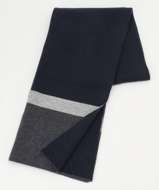 ICB ソフトカシミヤミックス ニットストール ネイビー系1