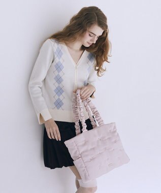 Maison de FLEUR ローズリボン刺繍パファートートバッグ