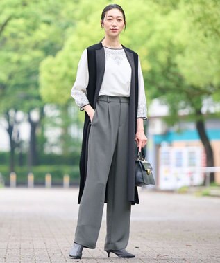 自由区 S 【洗える】コードエンブロイダリーボートネック ブラウス オフ