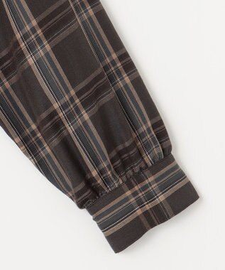 J.PRESS LADIES 【洗える】綿セルロースクリアチェック スタンドカラー ブラウス グレー系3