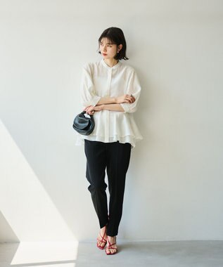 #Newans 【洗える】ダブルフリルヘムシアーシャツ ホワイト