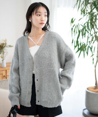WEGO モヘアライクBIGカーディガン ライトグレー