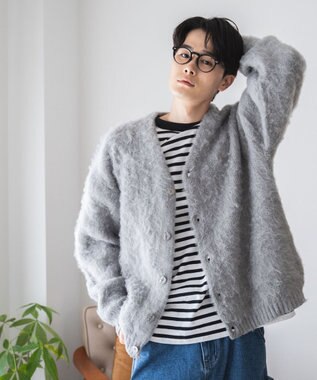 WEGO モヘアライクBIGカーディガン ライトグレー