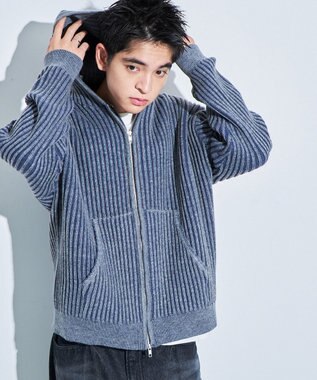 WEGO ヴィンテージライクZIPパーカー ブルー