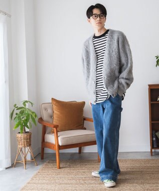 WEGO モヘアライクBIGカーディガン ライトグレー