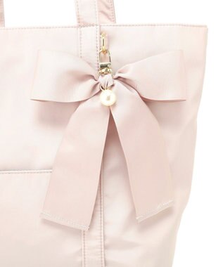 Maison de FLEUR リボンチャーム付きマルチポケットトートバッグ Grayish Pink