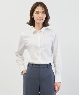 J.PRESS LADIES L BEZコットンナイロン ストライプ シャツカラー ブラウス