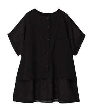 Green Parks インド綿　ＳＥＴ２点レイヤード風ブラウス Black