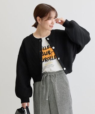 Green Parks ・ＥＬＥＮＣＡＲＥ　ＤＵＥ　ジャカードカーディガン Black