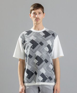 JOSEPH HOMME ファインジャガードブロック　Tシャツ ホワイト系