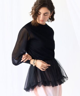 23区 【GOLD LABEL】チュールレイヤードジャージー カットソー ブラック系