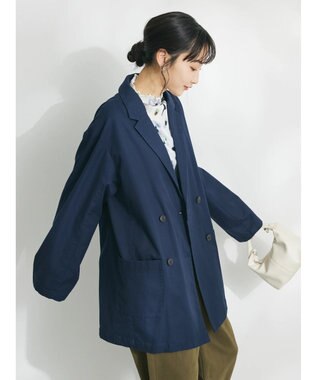 CRAFT STANDARD BOUTIQUE コットンギャバジンＷテーラードジャケット Navy