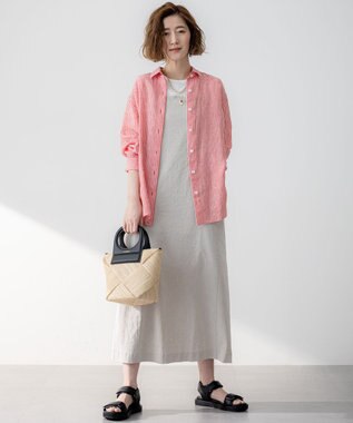 23区 L 【新色追加/洗える】コットンベアジャージー ノースリーブ Tシャツ ホワイト系