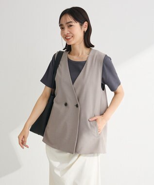 Green Parks イージーケアバックフリルジレ Gray Mixture