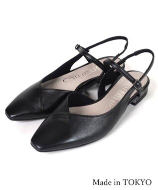 Dominic3 シープレザー Vカット バックストラップパンプス