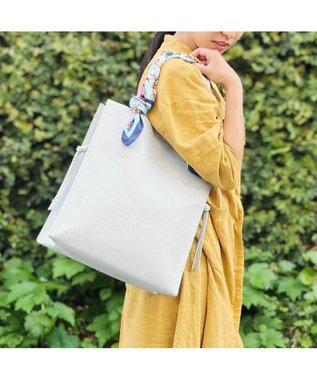 UNBILLION cachecache ビッグスカーフ付きサイド結びトート サックスブルー