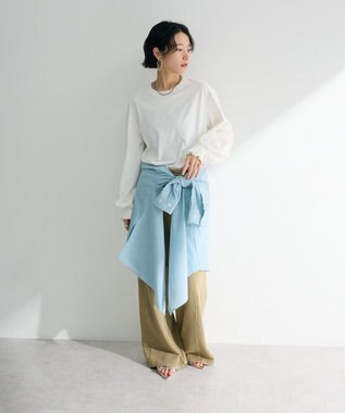 Green Parks 綿麻混レギュラーカラーＢＩＧシルエットシャツ Stripe Green