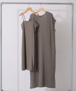 AMERICAN HOLIC ポコポコノースリーブワンピース【インナー付き】 Khaki