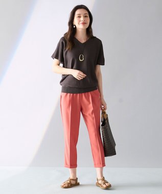 ANY 【洗濯機可/UVケア/アンチピリング】アクリルガーター バタフライスリーブニット チャコール