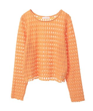 Green Parks クロップドボートネック表面感プルオーバー Orange