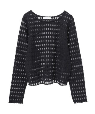 Green Parks クロップドボートネック表面感プルオーバー Black