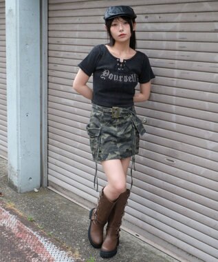 WEGO グラフィックレースアップちびT 柄4