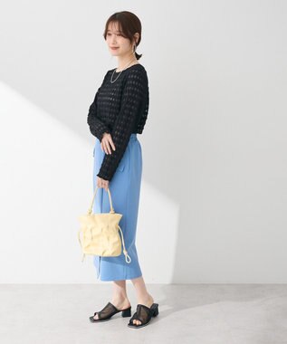 Green Parks クロップドボートネック表面感プルオーバー Black