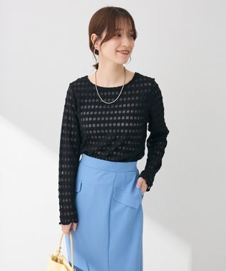 Green Parks クロップドボートネック表面感プルオーバー Black