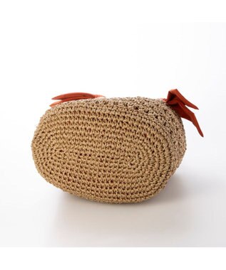 UNBILLION カシュカシュ cachecache / 下がりリボン柄編みトートバッグ オレンジ