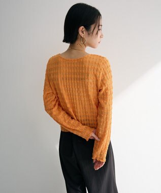 Green Parks クロップドボートネック表面感プルオーバー Orange
