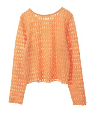 Green Parks クロップドボートネック表面感プルオーバー Orange