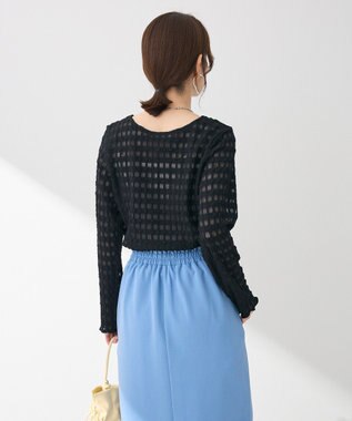 Green Parks クロップドボートネック表面感プルオーバー Black