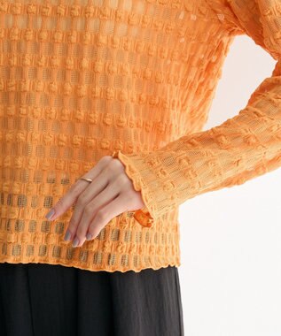 Green Parks クロップドボートネック表面感プルオーバー Orange