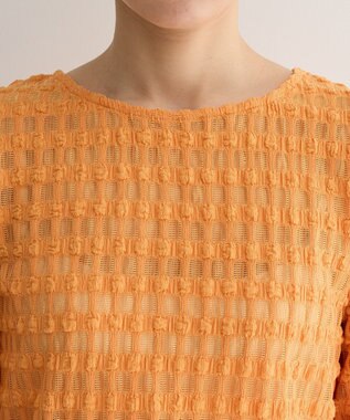 Green Parks クロップドボートネック表面感プルオーバー Orange