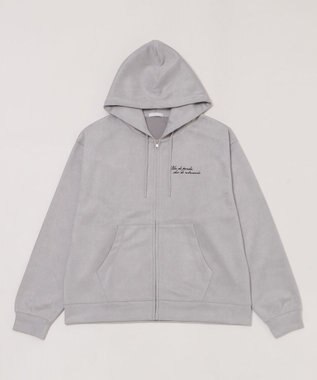 WEGO 【ユニセックス着用ITEM/MLサイズ展開】フェイクスウェードZIPパーカー ライトグレー