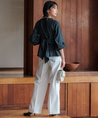 23区 【CLASSY.10月号掲載/洗える】TWマットクロス ペプラム ブラウス グレー系